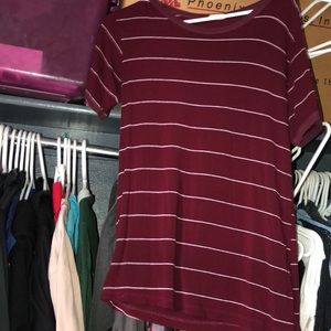 burgundy striped shirt
